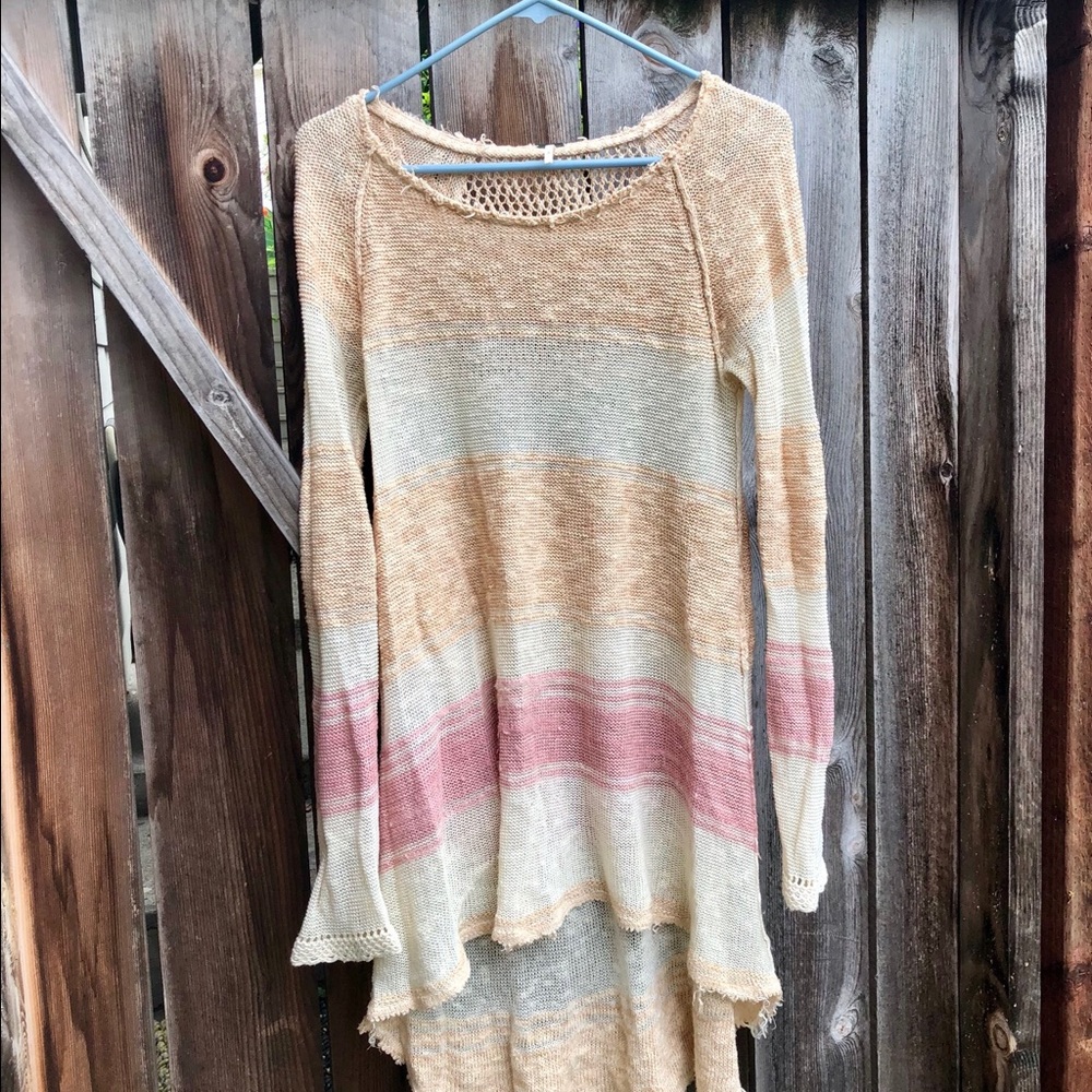 New Free People Striped Knitted Long Sweater Tunic